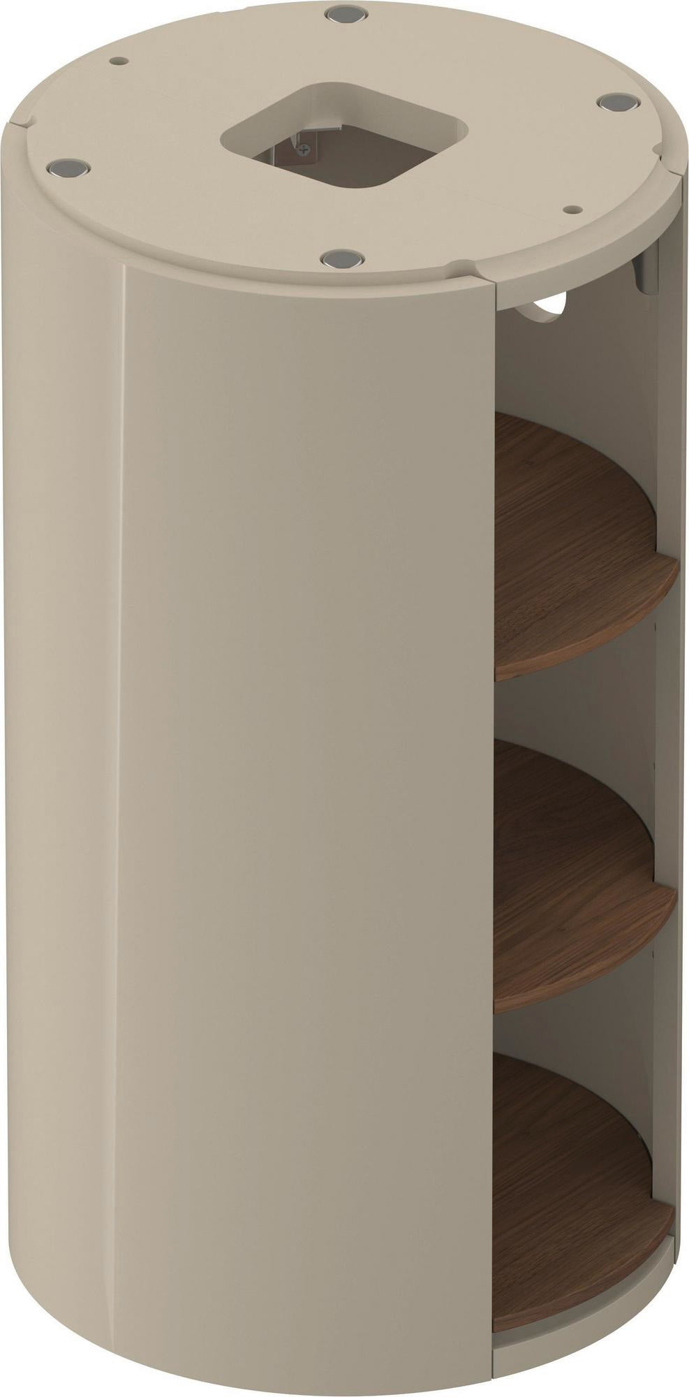 Duravit White Tulip Waschtischunterbau bodenstehend, 410 mm, Amerikanisch Nussbaum / Taupe Hochglanz, 3 offene Fächer, von Philippe Starck