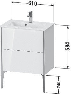 Duravit Waschtischunterbau XVIU 610x834x390mm 2 Auszüge Compact s-matt