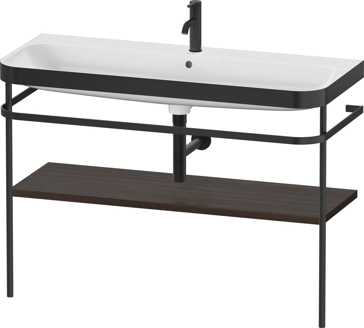Duravit Happy D.2 c-bonded Waschtischset 1175 mm Nussbaum gebürstet mit Metallkonsole