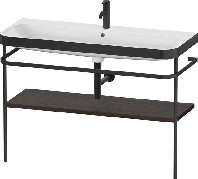 Duravit Happy D.2 c-bonded Waschtischset 1175 mm Nussbaum gebürstet mit Metallkonsole