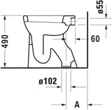 DURAVIT Stand-WC Design Classics Sudan 505 mm erhöht, weiß, Abgang senkrecht
