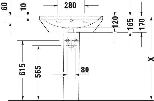 Duravit D-Neo Waschtisch 550 mm weiß mit Überlauf und WonderGliss