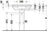 Duravit D-Neo Waschtisch 550 mm weiß mit Überlauf und WonderGliss