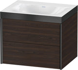 Duravit XViu Waschtischunterbau 600 mm mit 2 Schubkästen, schwarz matt/Nussbaum, wandhängend
