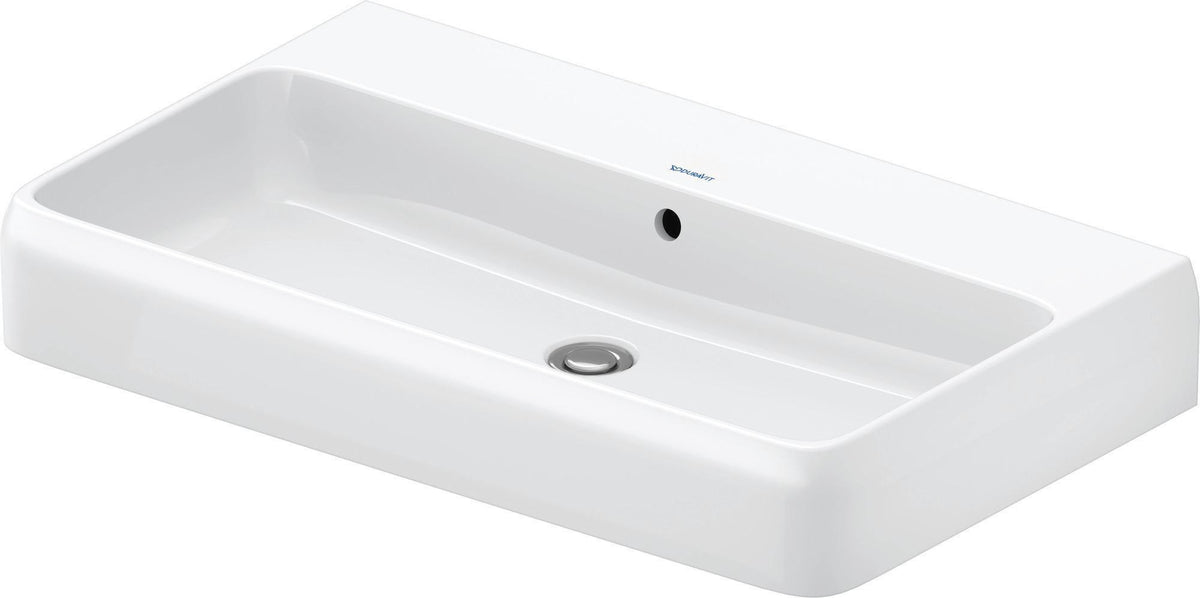 DURAVIT Qatego Waschtisch 800 mm mit Hahnlochbank & HygieneGlaze – Weiß Hochglanz