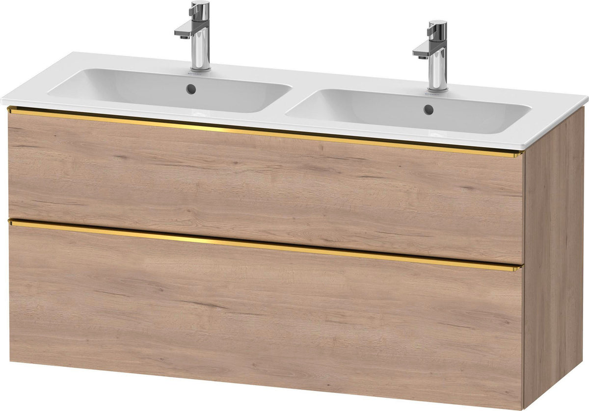Duravit D-Neo Waschtischunterbau 1280 mm betongrau matt – wandhängend, 1 Auszug, Bronze Griff