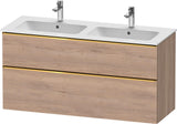 Duravit D-Neo Waschtischunterbau 1280 mm betongrau matt – wandhängend, 1 Auszug, Bronze Griff
