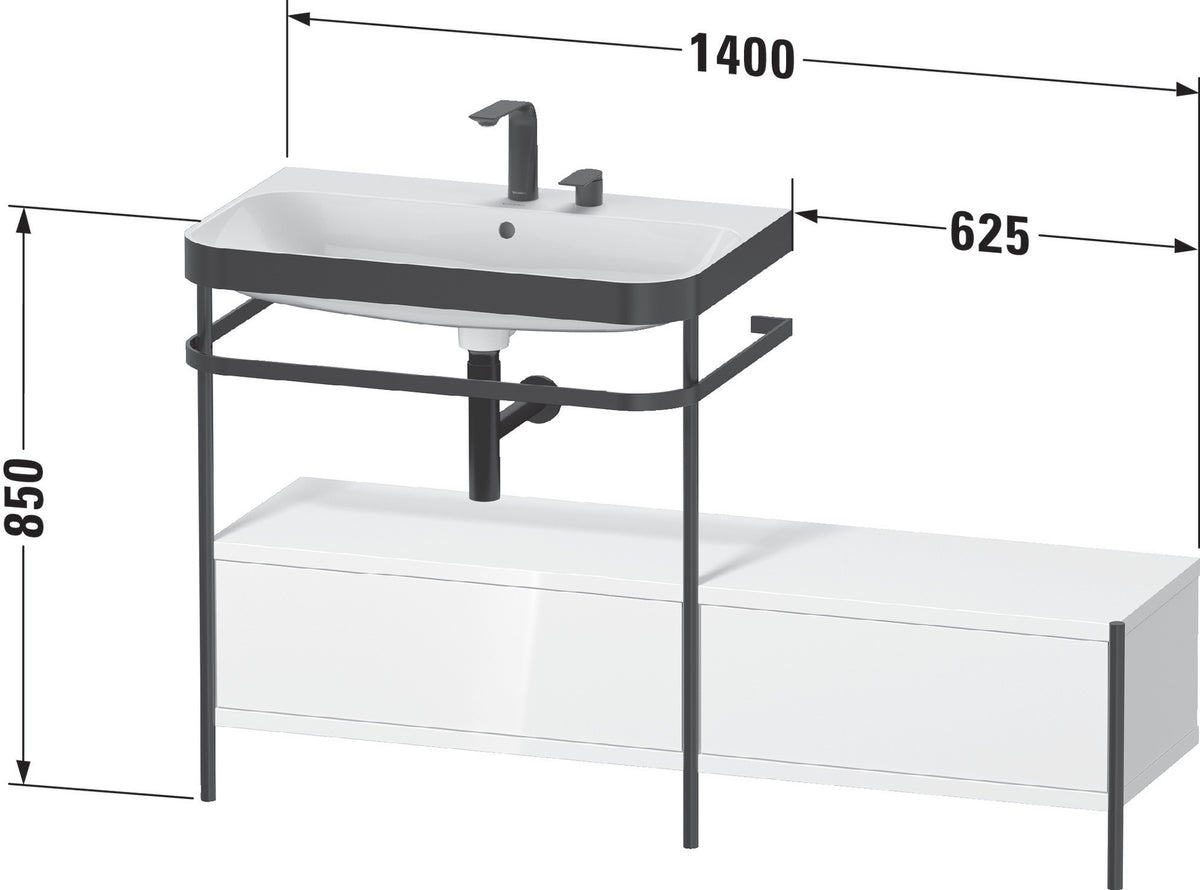 Duravit Waschtischset HAPPY D.2 PLUS 1400x490mm ein Hahnloch taupe supermatt