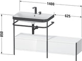 Duravit Waschtischset HAPPY D.2 PLUS 1400x490mm ein Hahnloch taupe supermatt