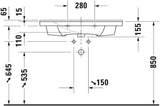 Duravit Möbelwaschtisch P3 Comforts 850x500mm weiß mit Überlauf, ohne Hahnloch, Ablagefläche links
