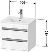 Duravit Ketho Waschtischunterbau 500 mm Eiche Terra mit 2 Schubkästen und Soft-Close