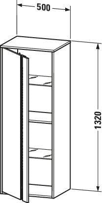 Duravit Hochschrank Ketho 360x500x1320mm, 1 Tür, Anschlag links, weiß matt – wandhängend mit Soft-Close