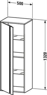 Duravit Hochschrank Ketho 360x500x1320mm, 1 Tür, Anschlag links, weiß matt – wandhängend mit Soft-Close