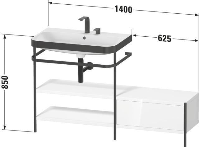 Duravit Happy D.2 Plus Waschtischunterbau 1400 mm mit Metallkonsole supermatt