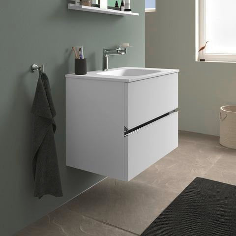 DURAVIT Sivida Spiegelablage 800x115x35mm Chrom/Weiß Matt – Montage unter Spiegel inkl. Befestigungsmaterial