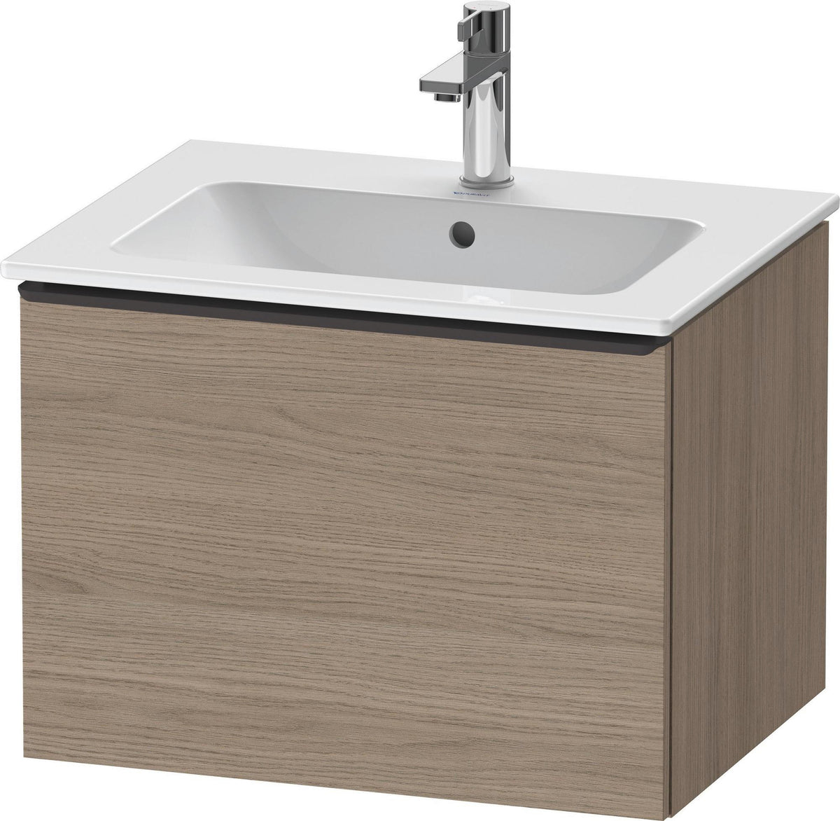 Duravit D-Neo Waschtischunterbau 610 mm Eiche Terra Matt mit 1 Auszug und Chromgriff