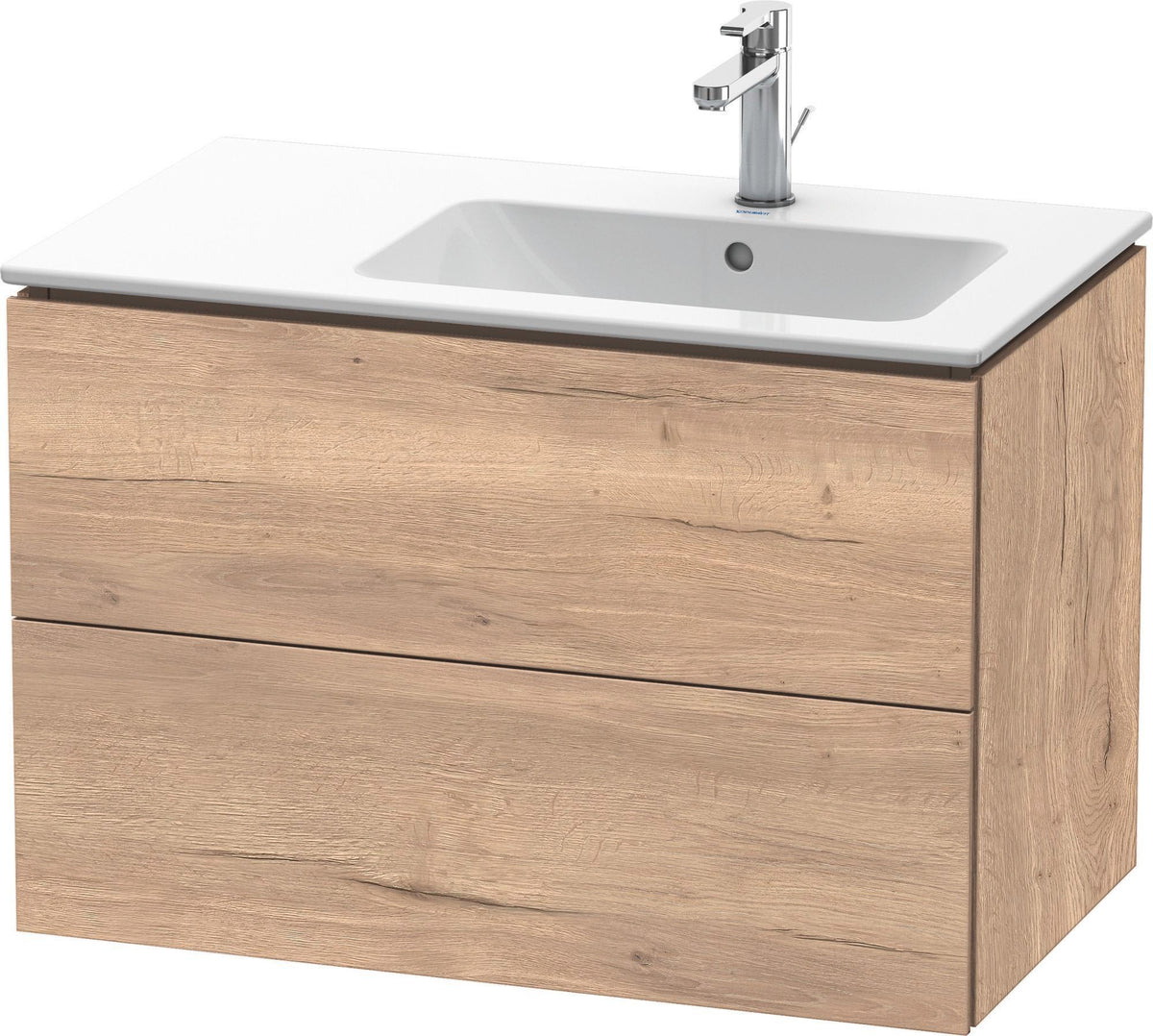 DURAVIT L-Cube Waschtischunterbau 820 mm wandhängend, 2 Schubkästen, Becken rechts, Betongrau Matt