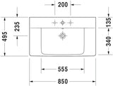 Duravit Möbelwaschtisch P3 Comforts 850x500mm weiß mit Überlauf, ohne Hahnloch, Ablagefläche links