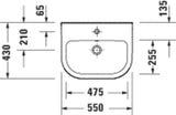 Duravit D-Code Waschtisch 550x430mm weiß mit Überlauf und HygieneGlaze