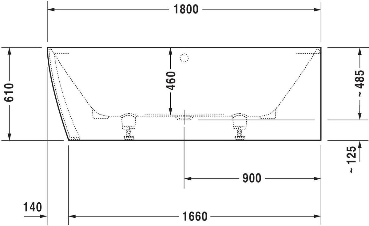 Duravit DURASQUARE Whirlwanne 180x80 Ecke rechts 2 Rückenschrägen Air-System Mineralguss