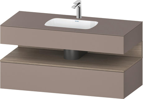 DURAVIT Qatego Einbauwaschtisch mit Konsolenwaschtischunterbau 1200 mm Eiche Terra & Weiß Hochglanz