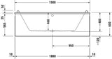 DURAVIT Starck Badewanne 1900x900 mm Einbau mit Mittelablauf, 2 Rückenschrägen, Weiß