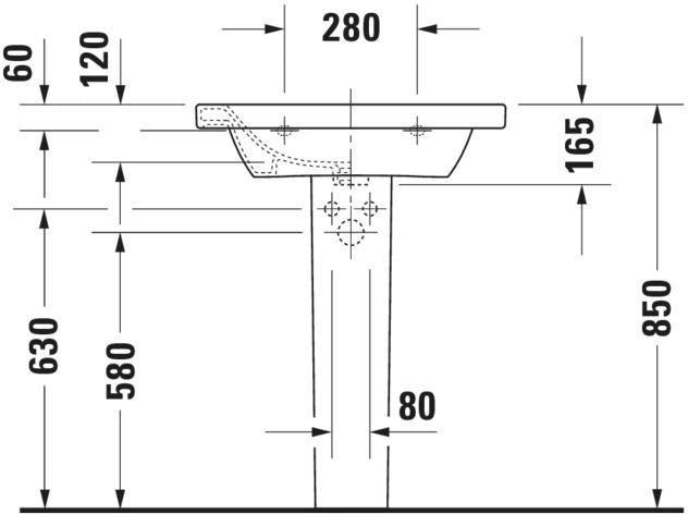 DURAVIT DuraStyle Möbelwaschtisch 650 mm mit Überlauf, 1 Hahnloch, weiß – wandhängend
