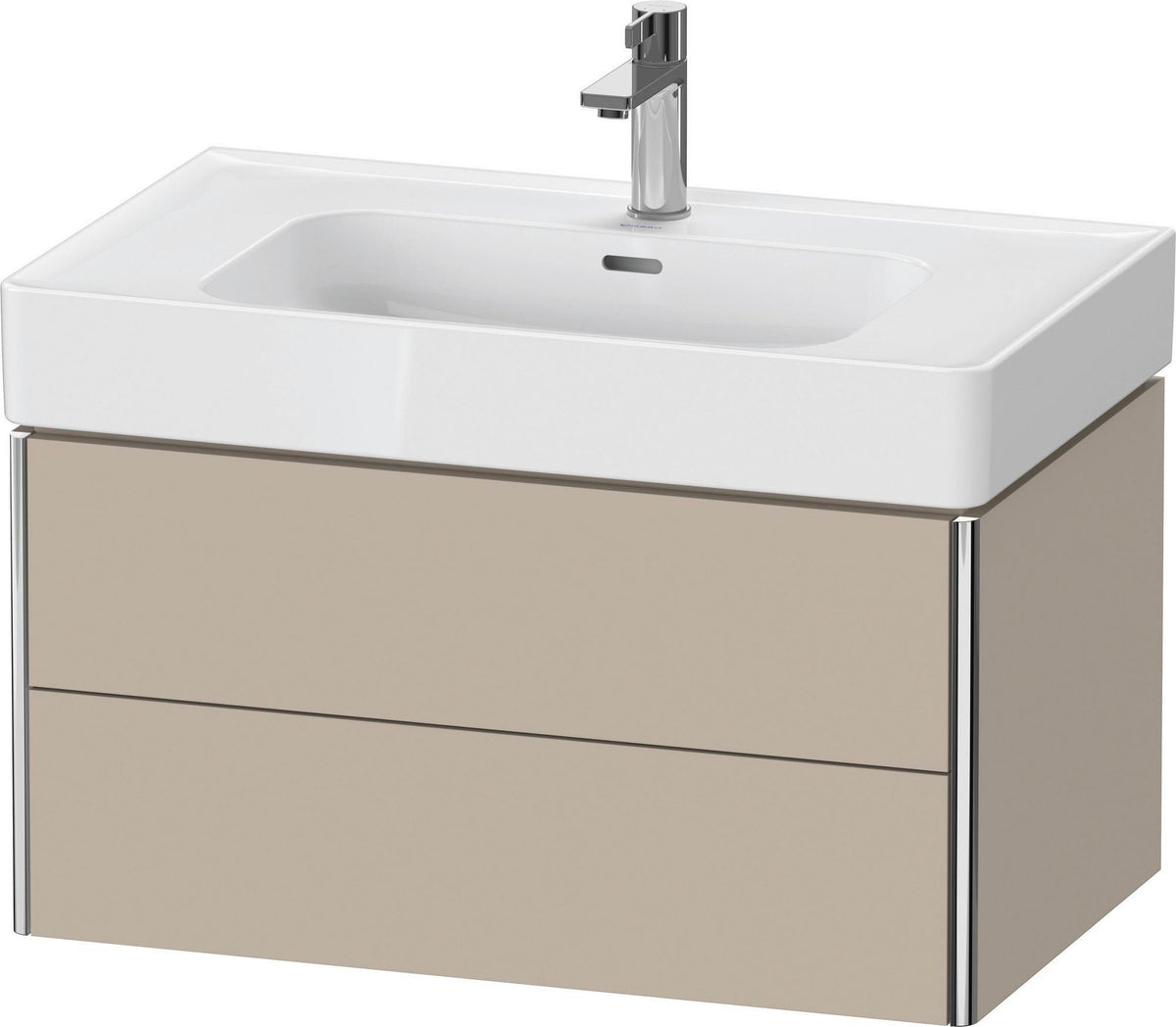 DURAVIT XSquare Waschtischunterbau 784 mm Taupe mit 2 Schubkästen und Tip-on Technik