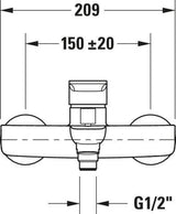 DURAVIT B.3 Einhebel-Wannenmischer Aufputz – Chrom, Keramikmischsystem, 147 mm Ausladung