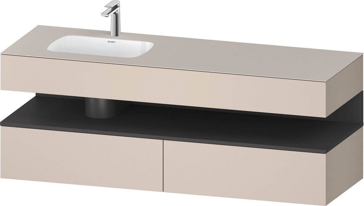 DURAVIT Qatego Studio F. A. Porsche Einbauwaschtisch mit Konsolenwaschtischunterbau 1600 mm Weiß Matt