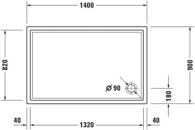 DURAVIT Starck Slimline Duschwanne 1400x750 mm Weiß Sanitäracryl mit Antislip