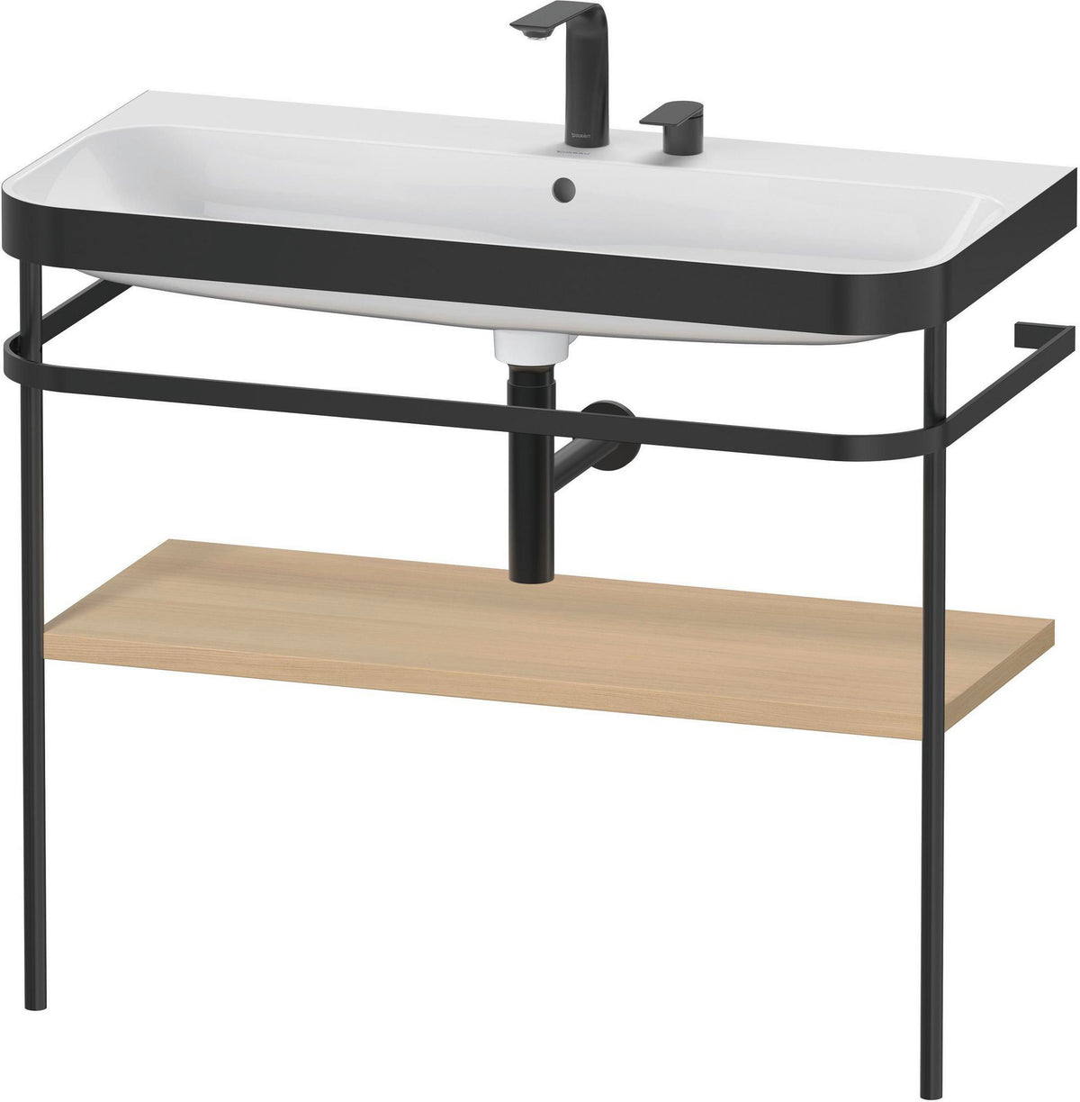 Duravit Happy D.2 c-bonded Waschtischset mit Metallkonsole, 975 mm, Mediterrane Eiche