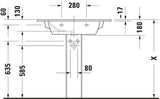 Duravit Möbelwaschtisch ME by Starck 830 mm mit Überlauf und Hahnlochbank, weiß, Durashield