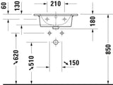 DURAVIT ME by Starck Möbelwaschtisch 530 mm, 1 Hahnloch, mit Überlauf, weiß