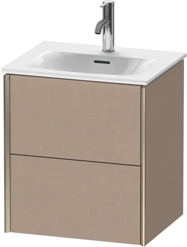 Duravit XViu Waschtischunterbau wandhängend 557 mm, 2 Schubkästen, champagner matt/leinen
