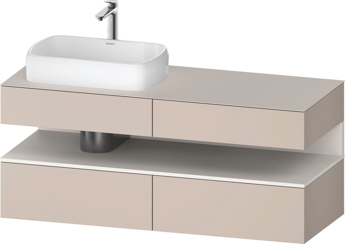 Duravit Qatego Konsolenwaschtischunterbau 1400 mm weiß hochglanz mit Eiche schwarz Nische