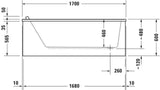 DURAVIT Starck Einbau-Badewanne 1600x700 mm Weiß mit Überlauf und 1 Rückenschräge