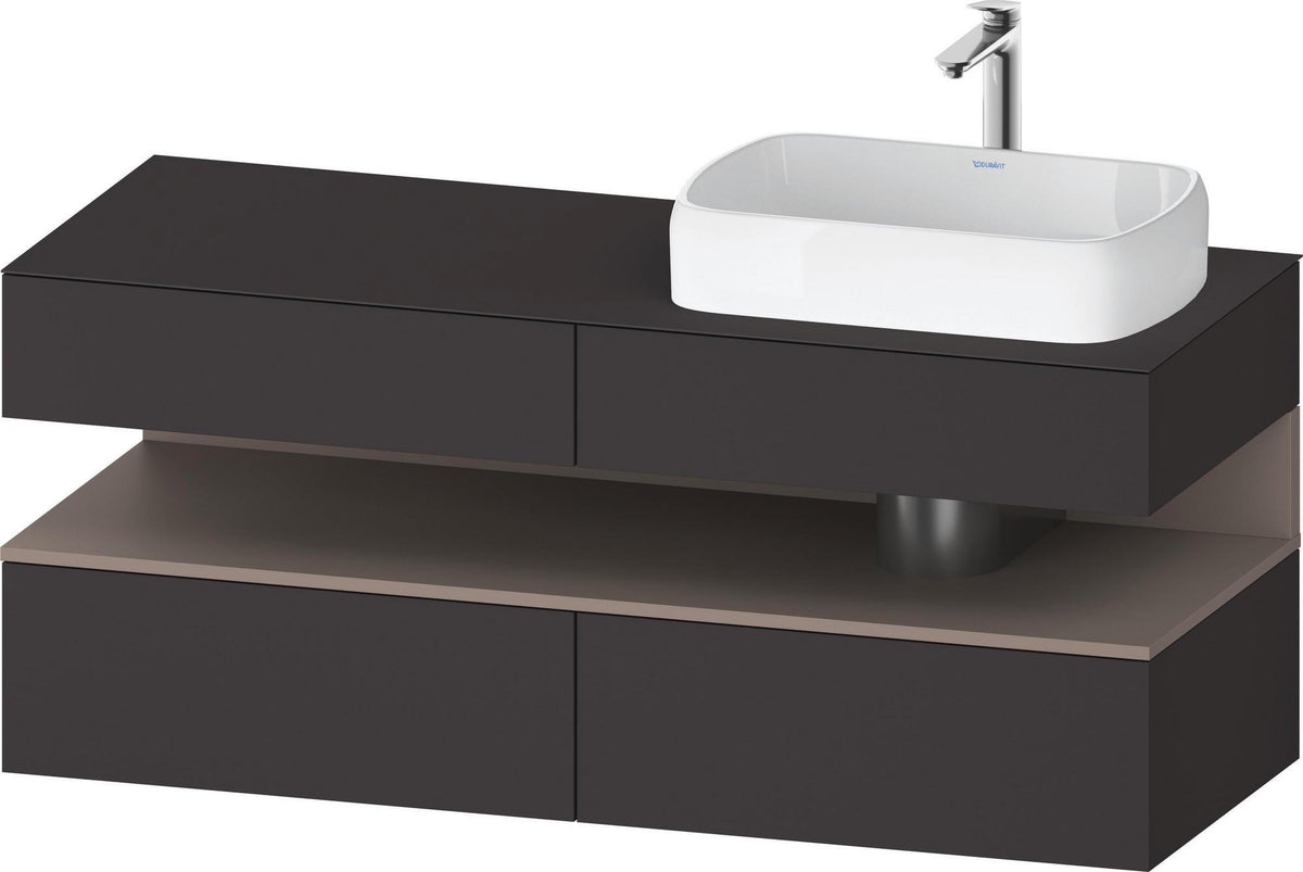 DURAVIT Qatego Konsolenwaschtischunterbau 1400 mm Weiß Matt Eiche Schwarz Matt wandhängend