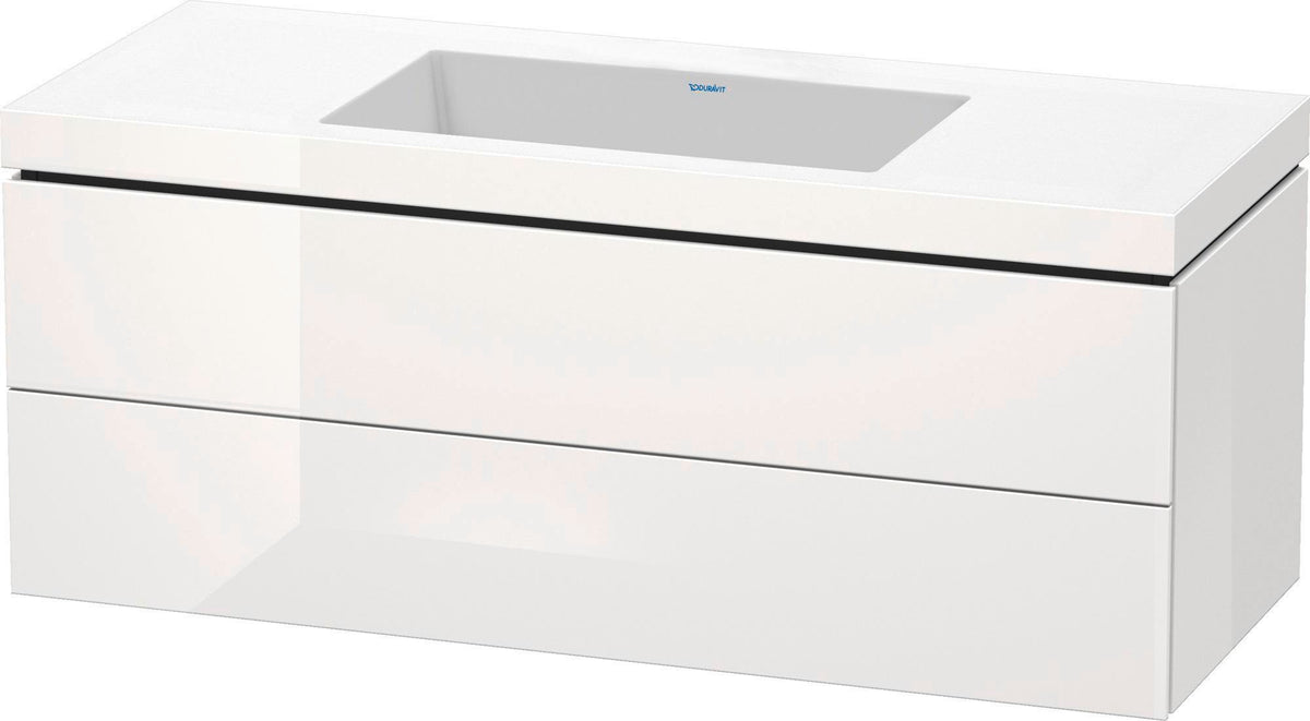 Duravit L-Cube c-bonded Waschtischset 1200 mm mit Vero Air, 2 Schubkästen, weiß hochglanz