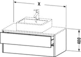 Duravit XSquare Waschtischunterbau 800 mm, 2 Schubkästen, s-matt, Eiche Ahorn