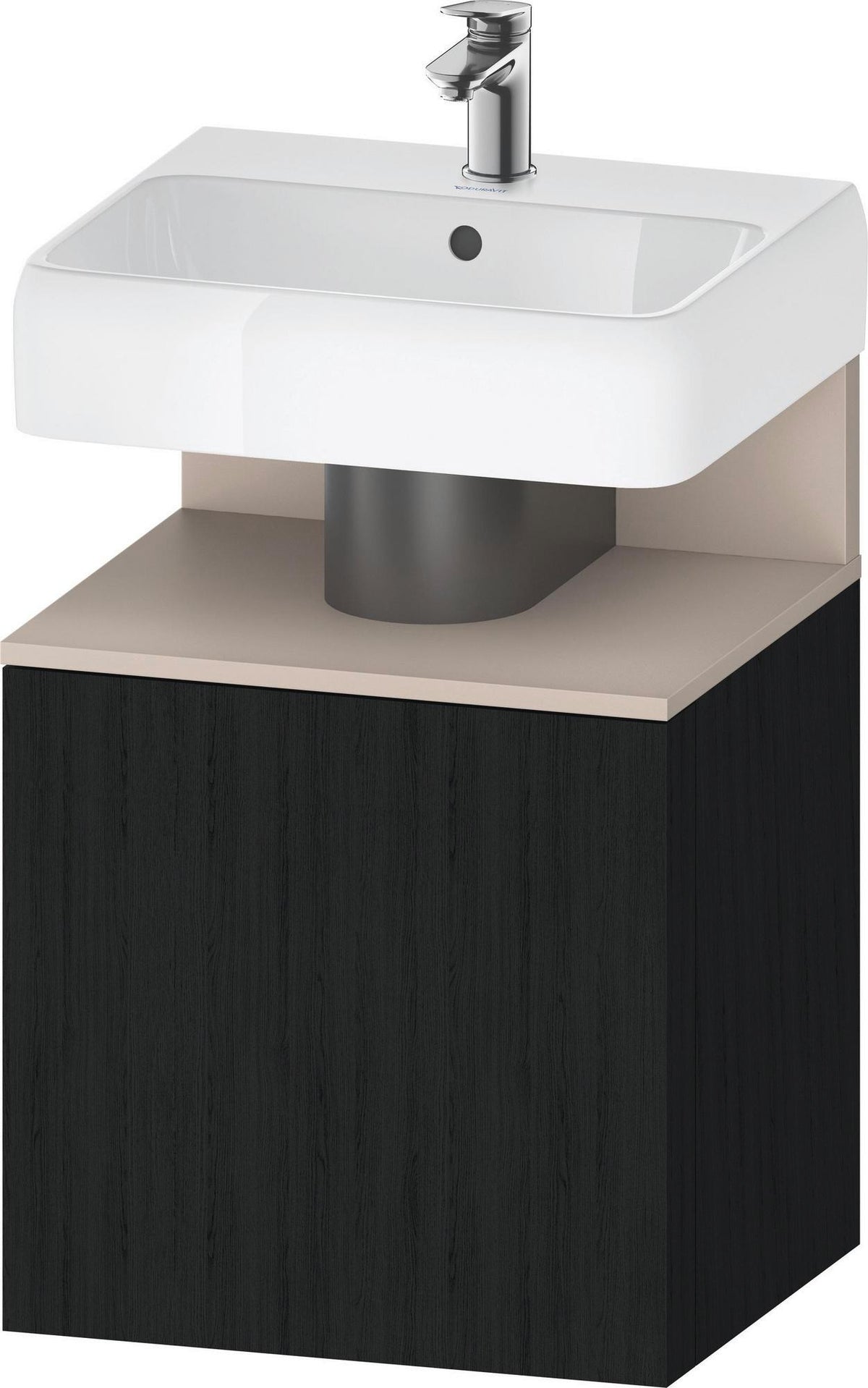 DURAVIT Qatego Waschtischunterbau 490 mm wandhängend, 1 Tür links, Weiß Matt mit Eiche Schwarz Nische