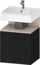 DURAVIT Qatego Waschtischunterbau 490 mm wandhängend, 1 Tür links, Weiß Matt mit Eiche Schwarz Nische