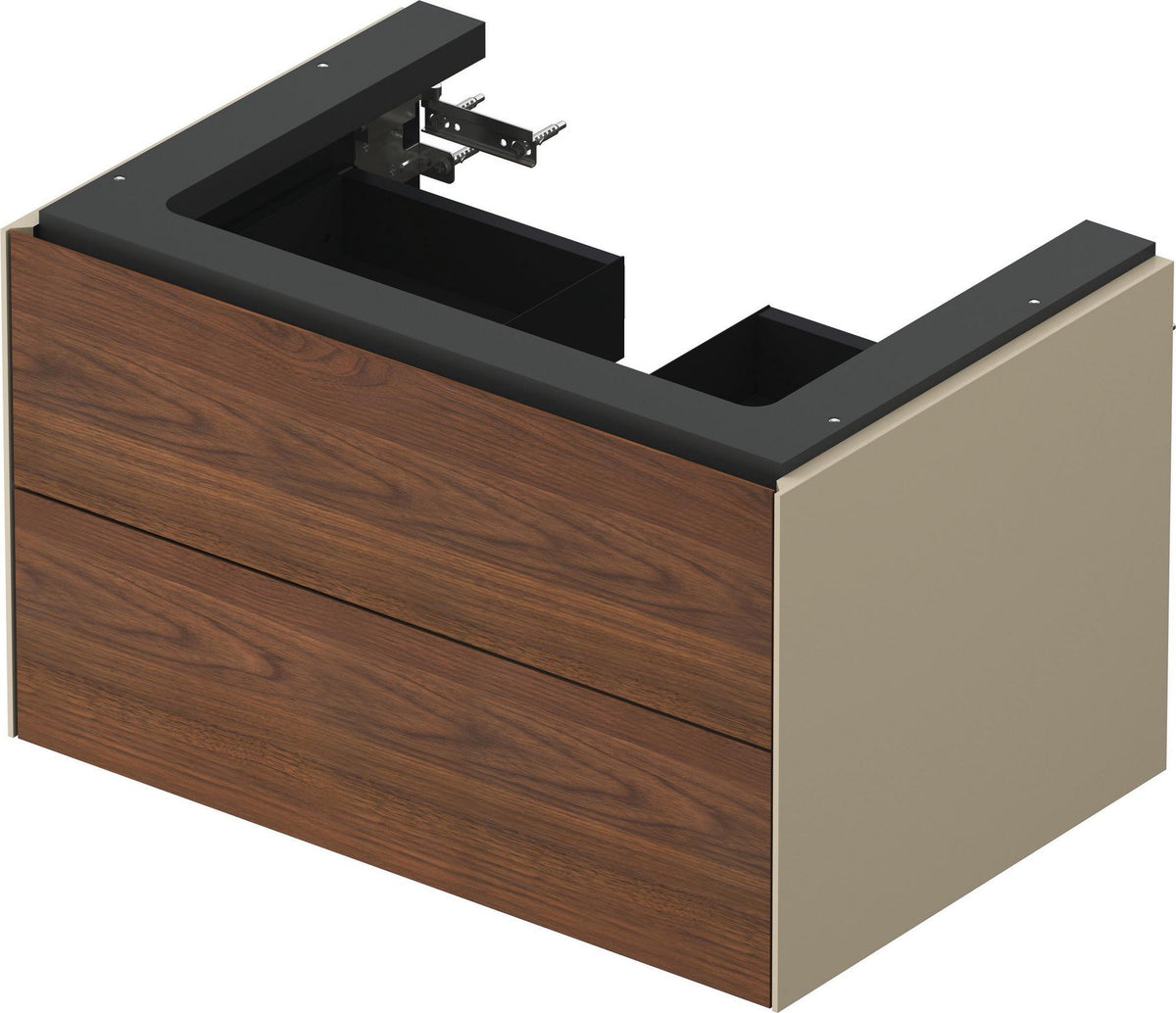 DURAVIT White Tulip Waschtischunterbau 684 mm, 2 Schubkästen, Nussbaum/Taupe HGL