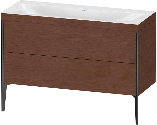 DURAVIT XViu Waschtischunterbauset 1200 mm mit 2 Auszügen, Schwarz Matt / Amerikanischer Nussbaum