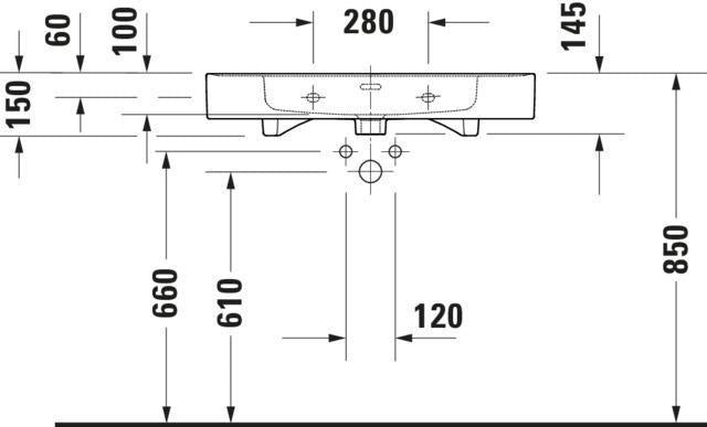 DURAVIT Soleil by Starck Möbelwaschtisch 600 mm Weiß mit Überlauf und 1 Hahnloch
