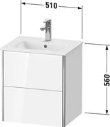 Duravit XSquare Waschtischunterbau wandhängend, 2 Schubkästen, Weiß Matt