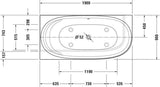 Duravit Cape Cod Whirlwanne 1900x900 mm Ecke links mit Air-System, Mineralguss Weiß Matt
