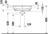 Duravit No.1 Halbeinbau-Waschtisch 550 mm weiß mit Überlauf und Hahnlochbank