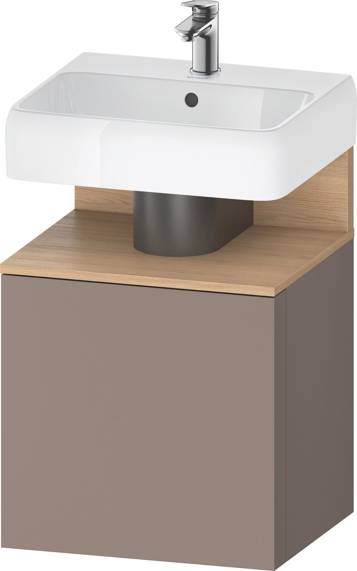 DURAVIT Qatego Waschtischunterbau 490 mm wandhängend, 1 Tür links, Weiß Matt mit Eiche Schwarz Nische