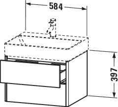DURAVIT XSquare Waschtischunterbau 584 mm – Wandhängend mit Schubkasten und Siphonausschnitt